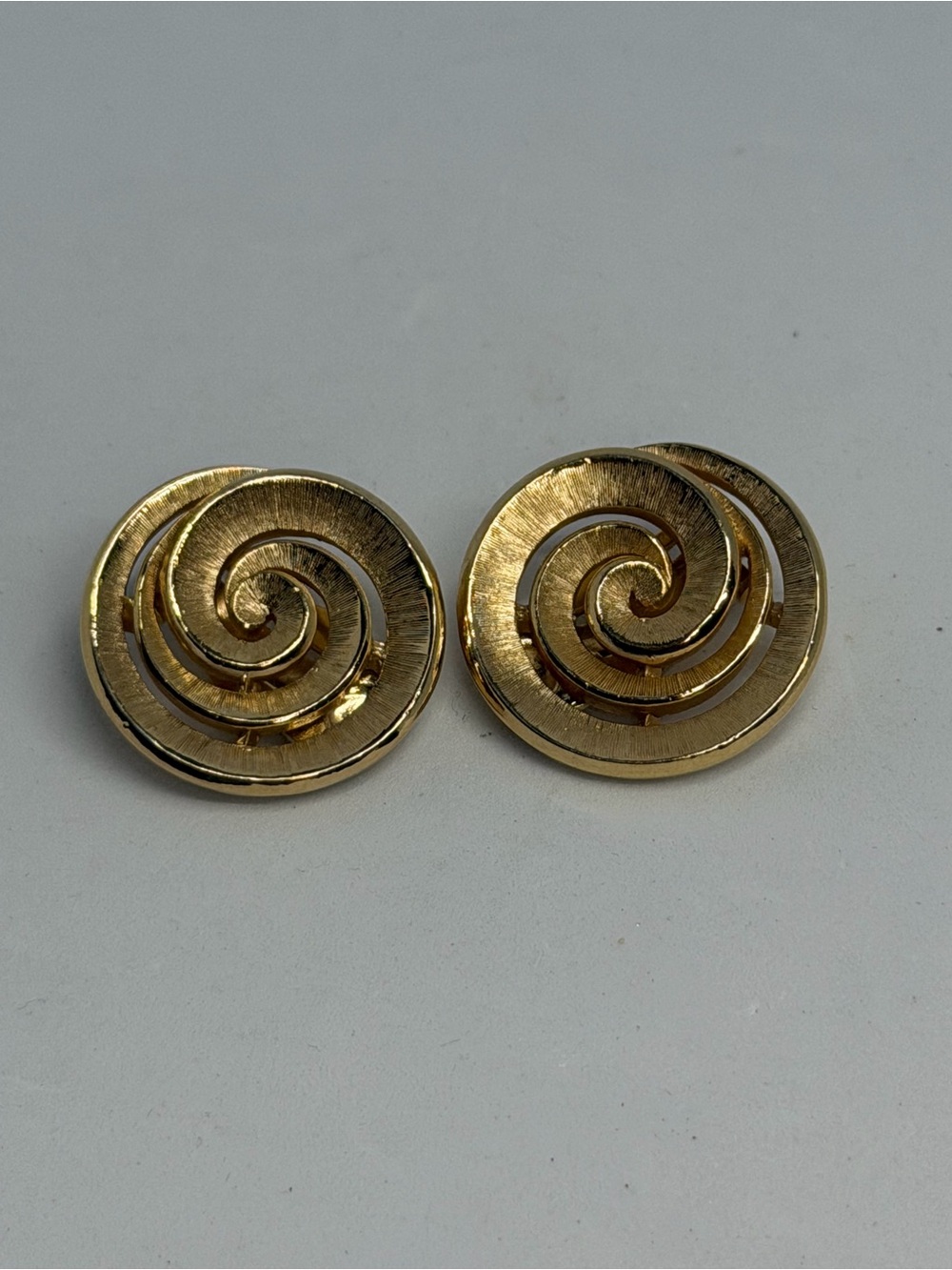 Gold Spiral Clip-On Earrings - Classic Swirl Design